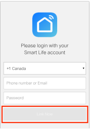 Login with Smart Life account info, Phone or Email
